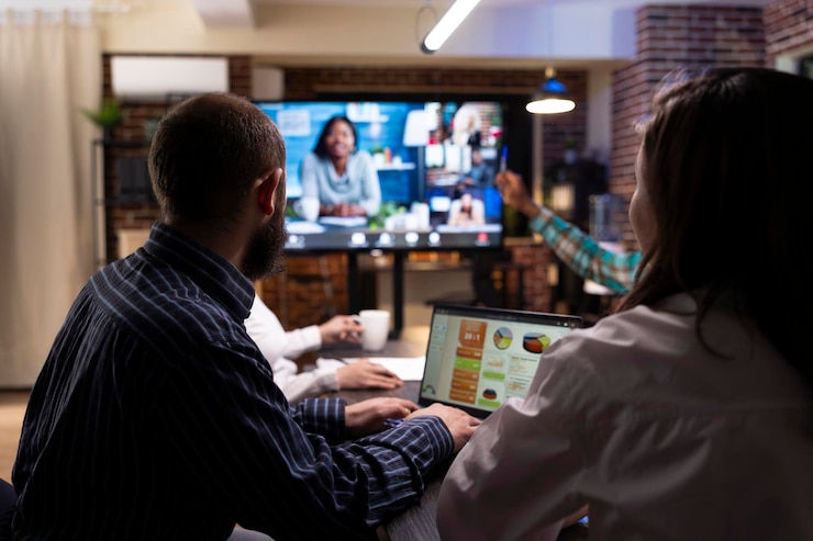 Free Photo diverse professionals in virtual meeting