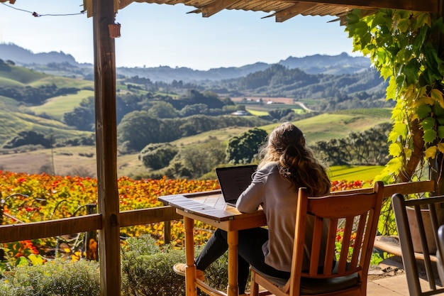 Diverse young people being digital nomads and working remotely from dreamy locations