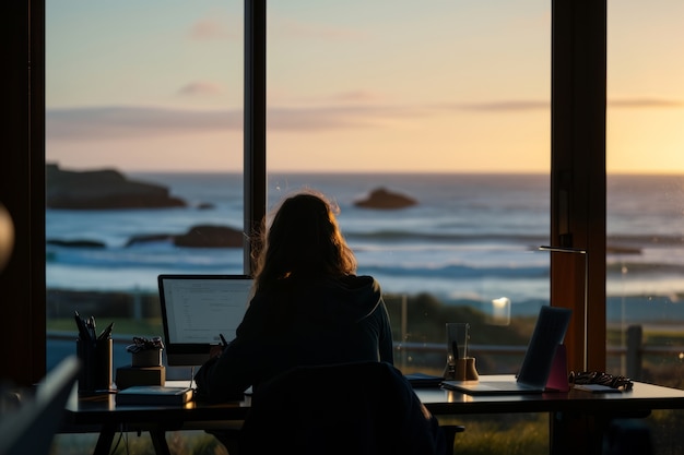 Diverse young people being digital nomads and working remotely from dreamy locations