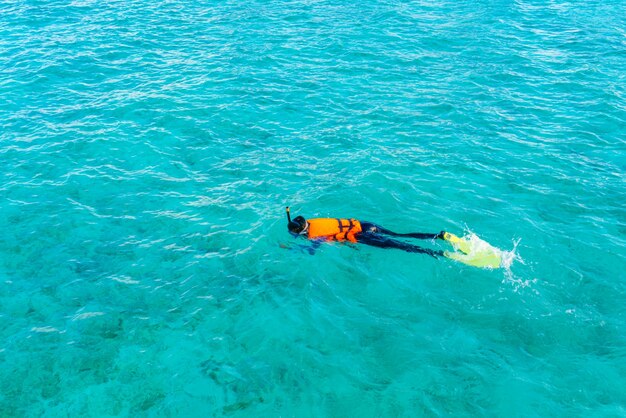 diving male nature island lagoon