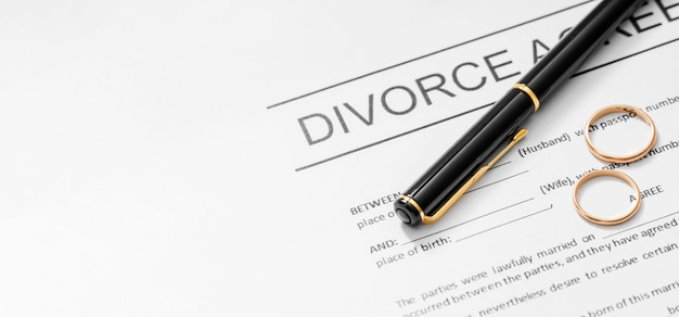 Divorce agreement with pen