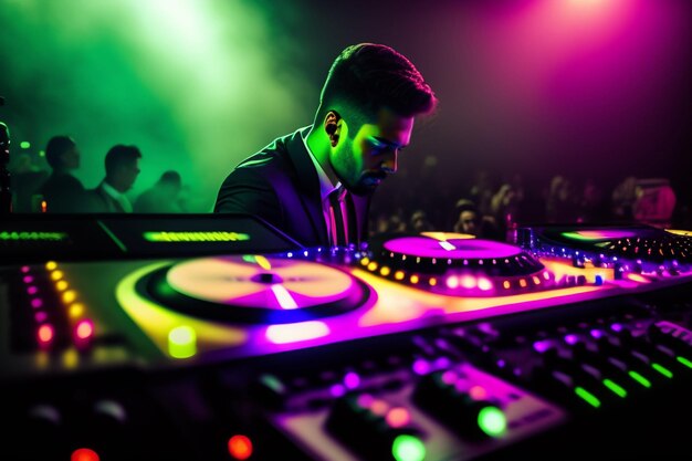 Dj playing music in a club