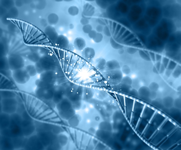 ブラー青い背景上のDNA