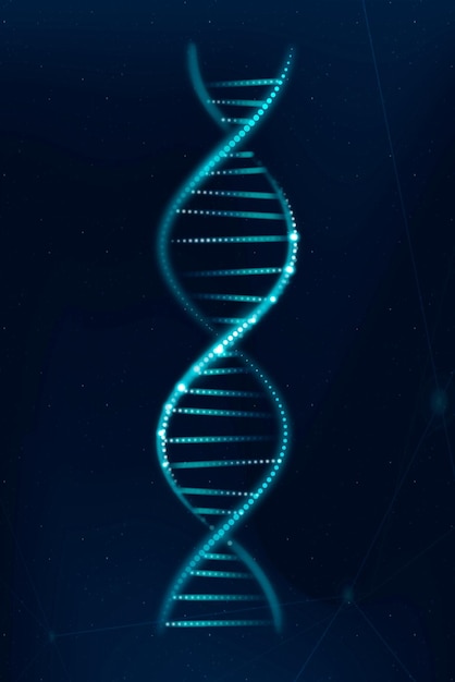 DNA 유전 생명 공학 과학 블루 네온 그래픽