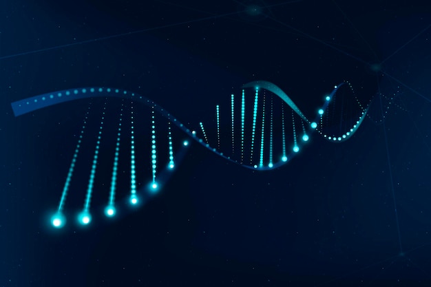ДНК генетическая биотехнология наука синяя неоновая графика