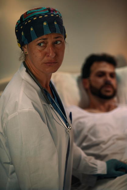 Free photo doctor checking one of her patients