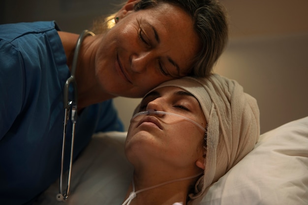 Doctor checking a patient at the hospital