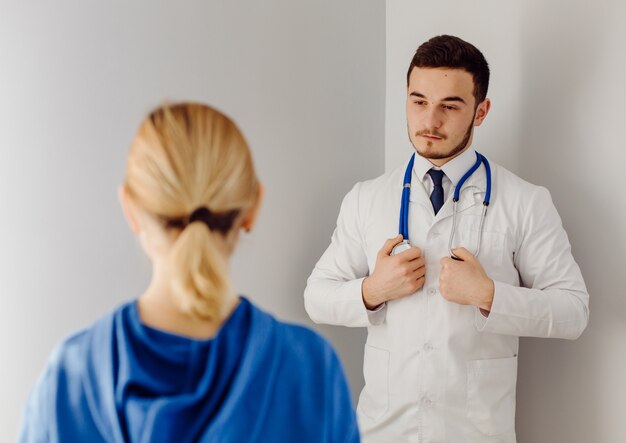 Doctor examines the patient . Medicine and health care concept.