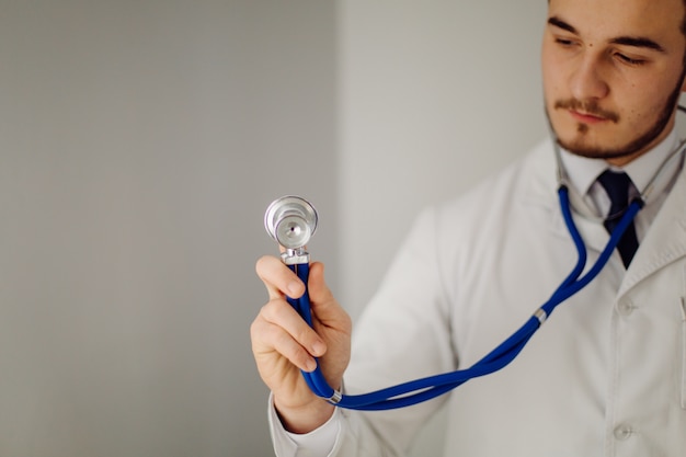 Doctor examines the patient . Medicine and health care concept.