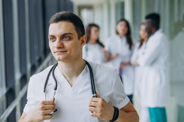 Doctor man standing in the corridor of the hospital