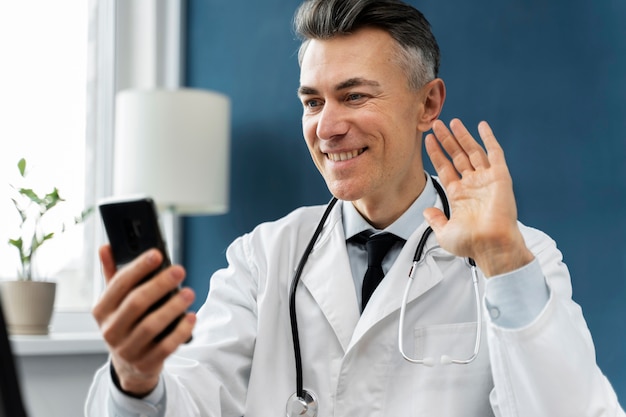 Doctor offering medical teleconsultation