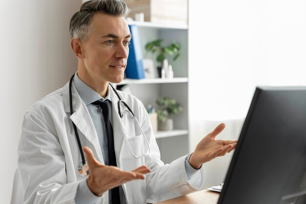 doctor offering medical teleconsultation