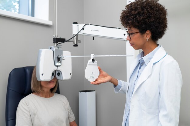 Doctor and patient in ophthalmologist's office