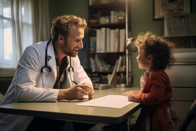 Free photo doctor performing a medical checkup on patient