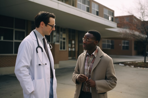 Free photo doctor performing a medical checkup on patient