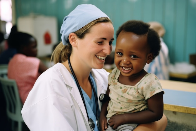 Free photo doctor performing a medical checkup on patient