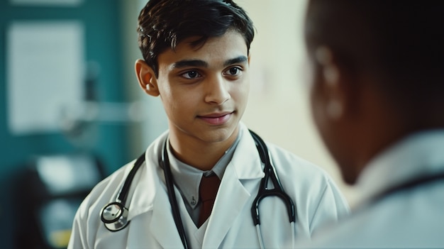 Free photo doctor performing a medical checkup on patient