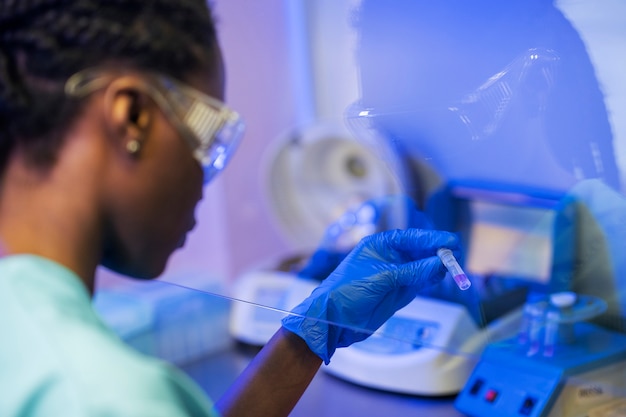 Doctor performing medical research in lab