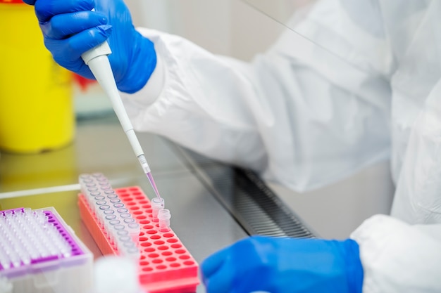 Free photo doctor performing medical research in lab