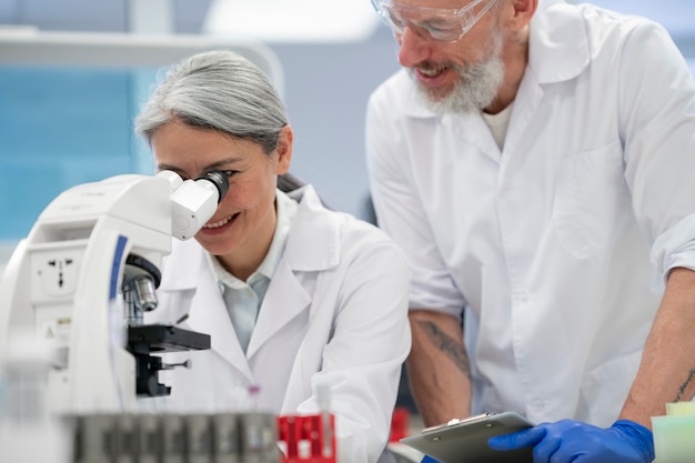 Doctor performing medical research in lab