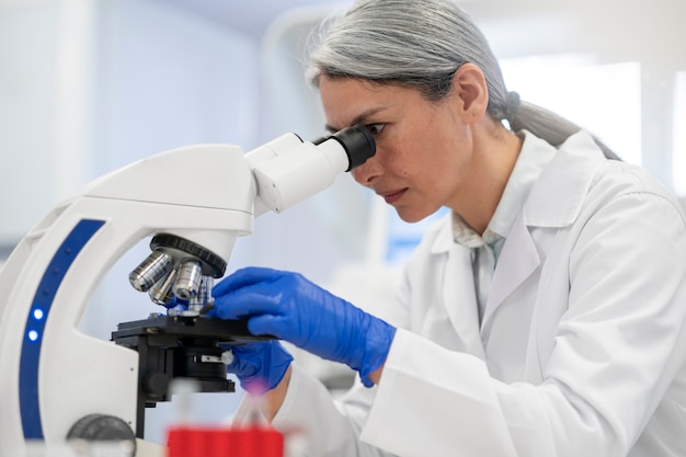 Free photo doctor performing medical research in lab