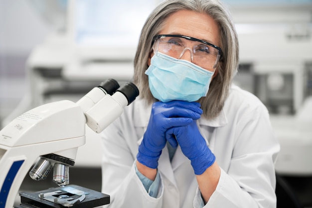 Doctor performing medical research in lab