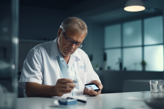 Free photo doctor performing a medical test