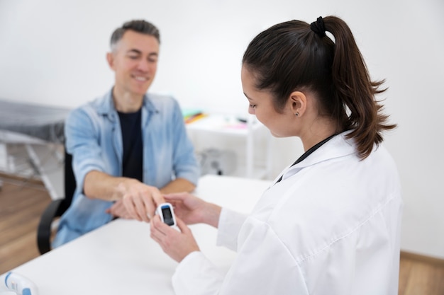 Doctor performing routine medical checkup