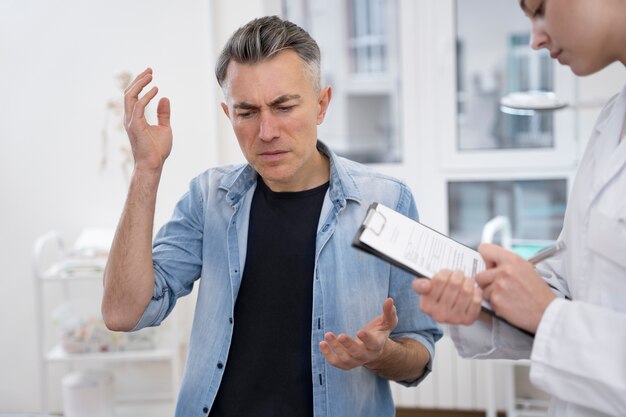 Doctor performing routine medical checkup