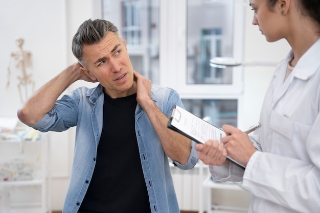 Doctor performing routine medical checkup