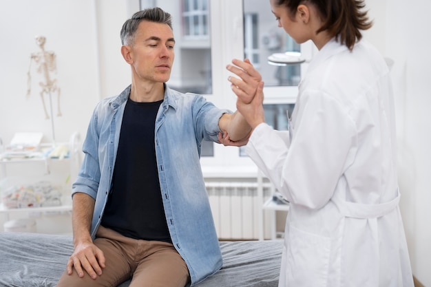 Doctor performing routine medical checkup