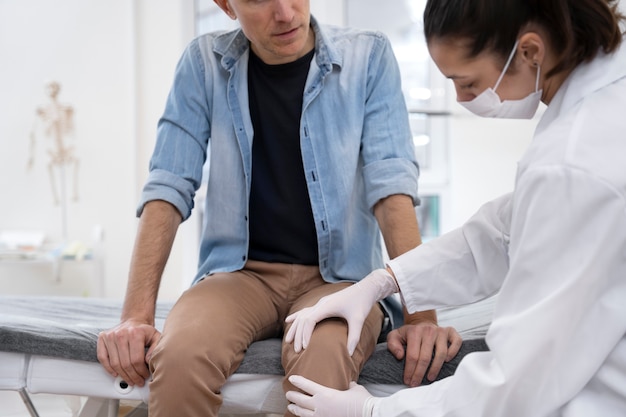 Doctor performing routine medical checkup