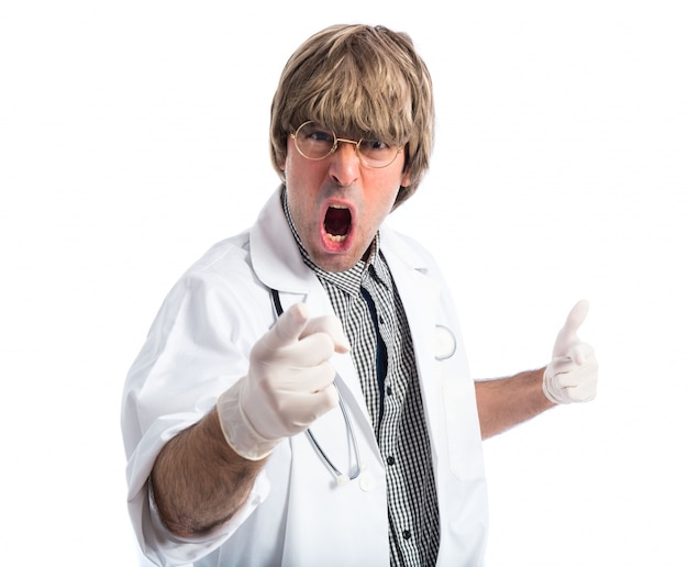 Doctor shouting and pointing