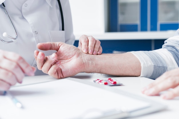 Doctor tending to a patient