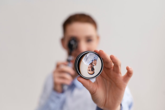 Doctor testing patient eyesight