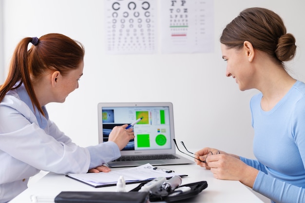 Doctor testing patient eyesight