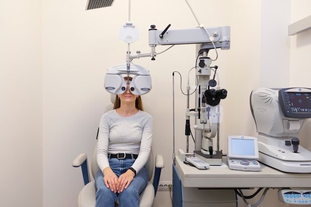 Doctor testing patient eyesight