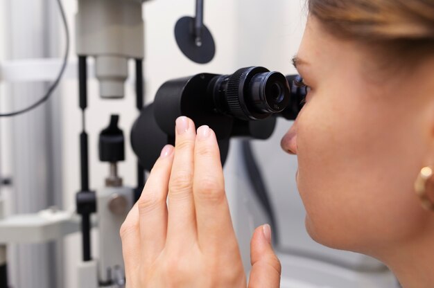 Doctor testing patient eyesight