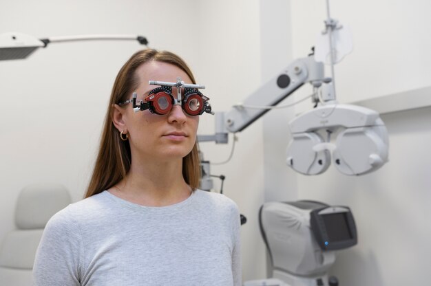 Doctor testing patient eyesight