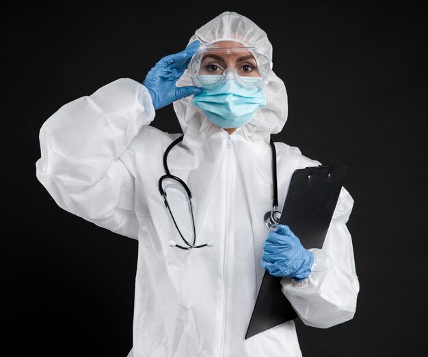 Врач, носящий пандемическое медицинское оборудование