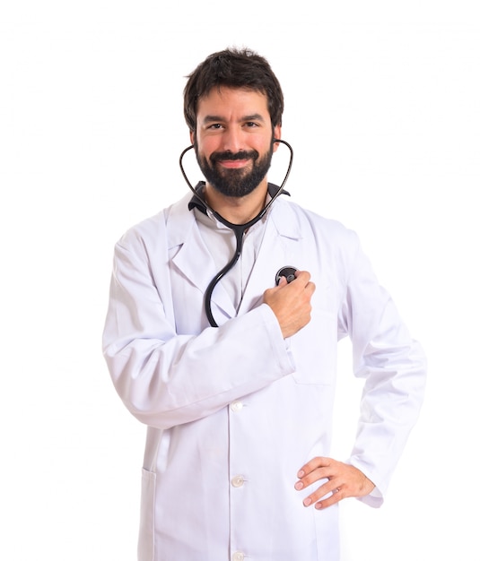 Doctor over white background