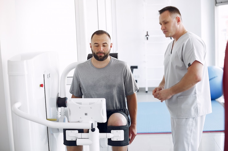 Free Photo doctor with a patient in physiotherapy clinic