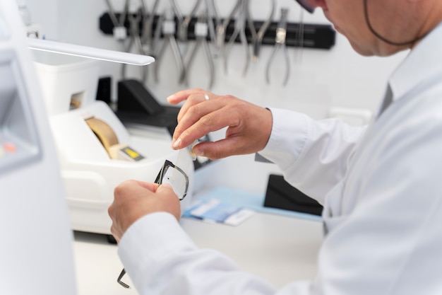 Doctor working in an ophthalmology clinic