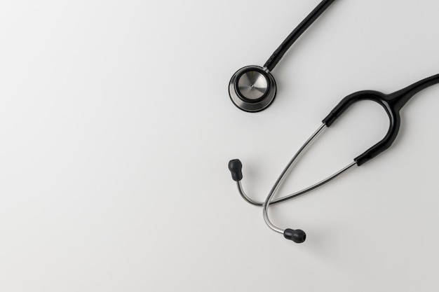 Doctors stethoscope on a white background