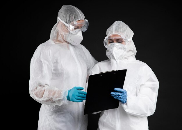 Doctors wearing protective wear