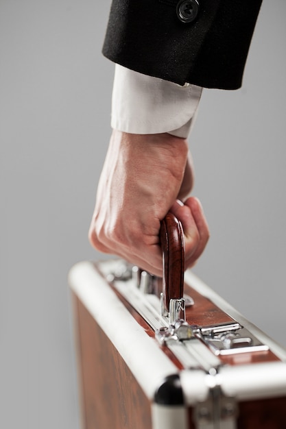 Document case in businessman hands