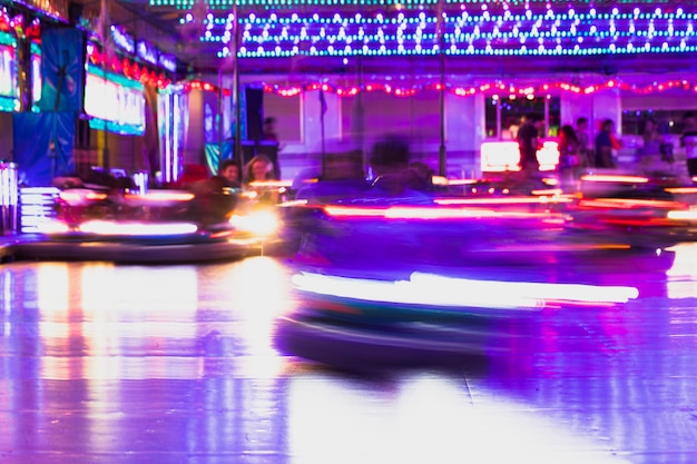 Free photo dodgems court with predominant blue motion color