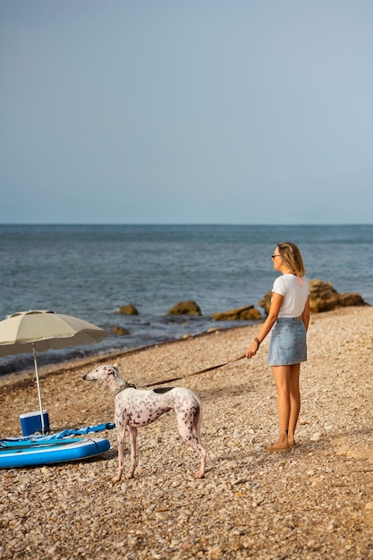 Cane che si diverte in spiaggia