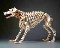 Free photo dog skeleton in studio