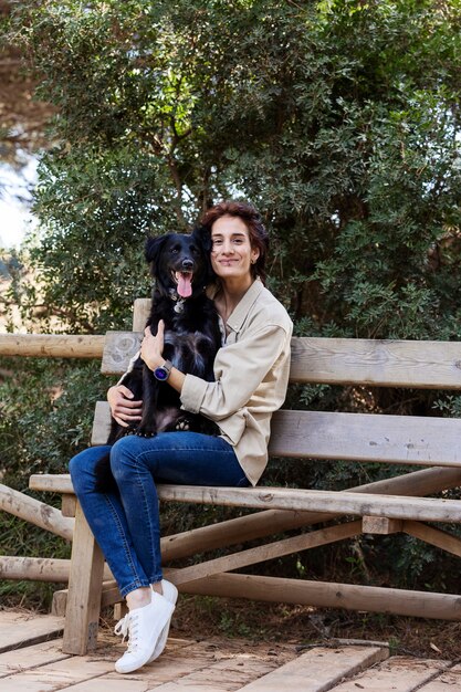 Dog trainer interacting with their pet